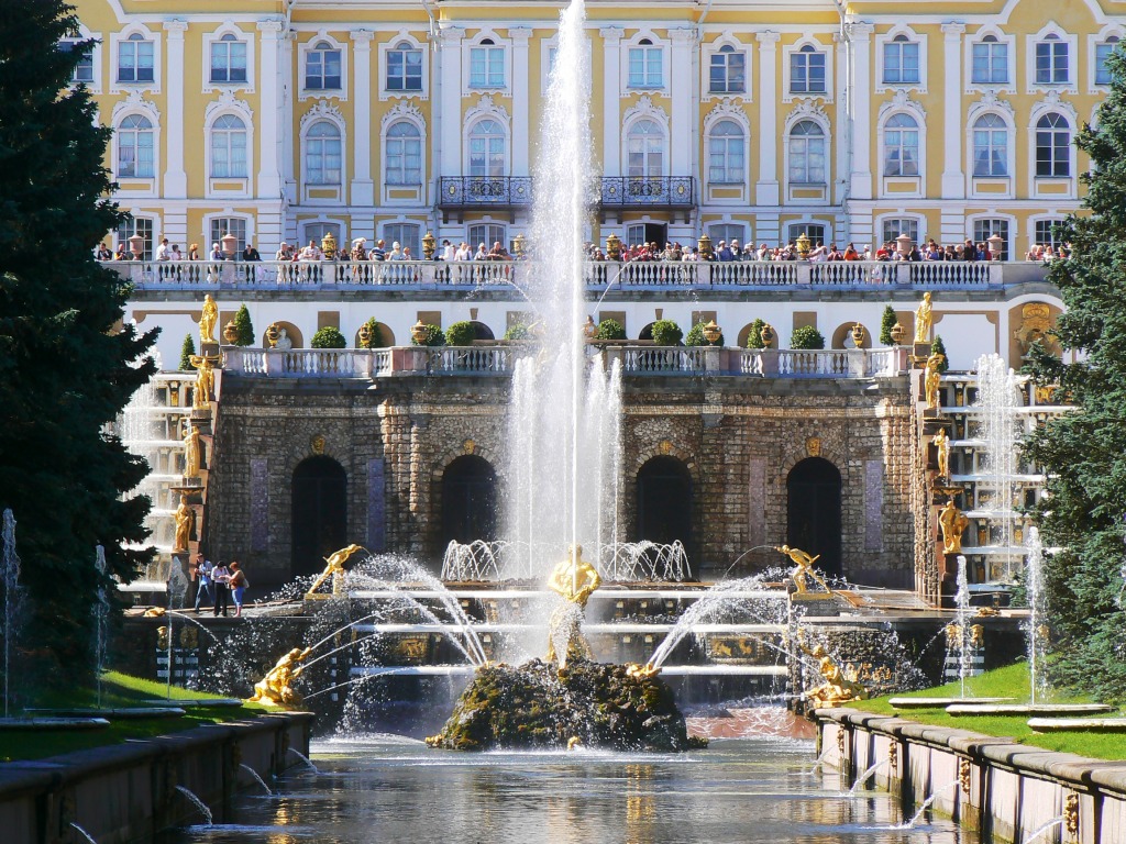 Grand Cascade, Peterhof, São Petersburgo jigsaw puzzle in Castelos puzzles on TheJigsawPuzzles.com