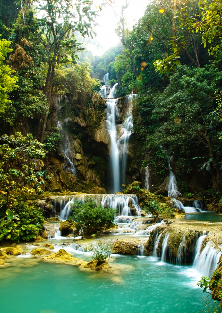 Kuang Si Wasserfall, Laos jigsaw puzzle in Wasserfälle puzzles on TheJigsawPuzzles.com