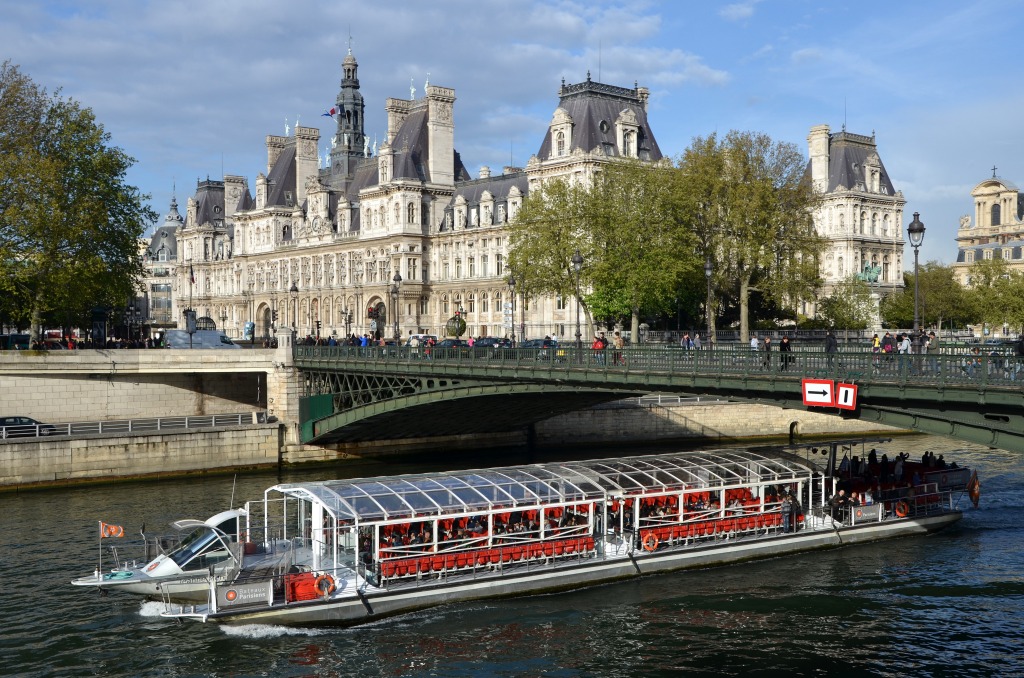 Ponte d'Arcole e Prefeitura de Paris, França jigsaw puzzle in Pontes puzzles on TheJigsawPuzzles.com