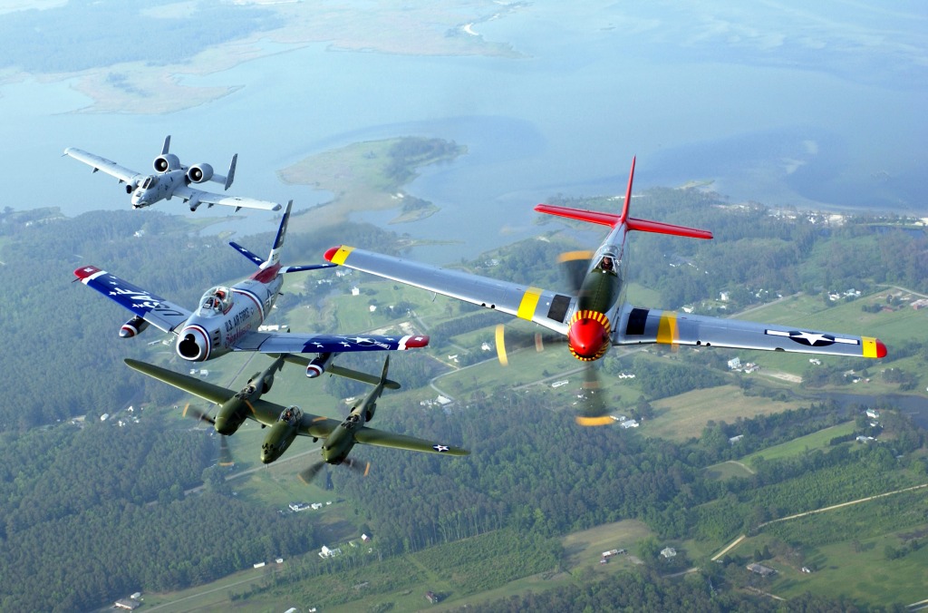 A-10, F-86, P-38 & P-51 Фонд Наследия jigsaw puzzle in Авиация puzzles on TheJigsawPuzzles.com