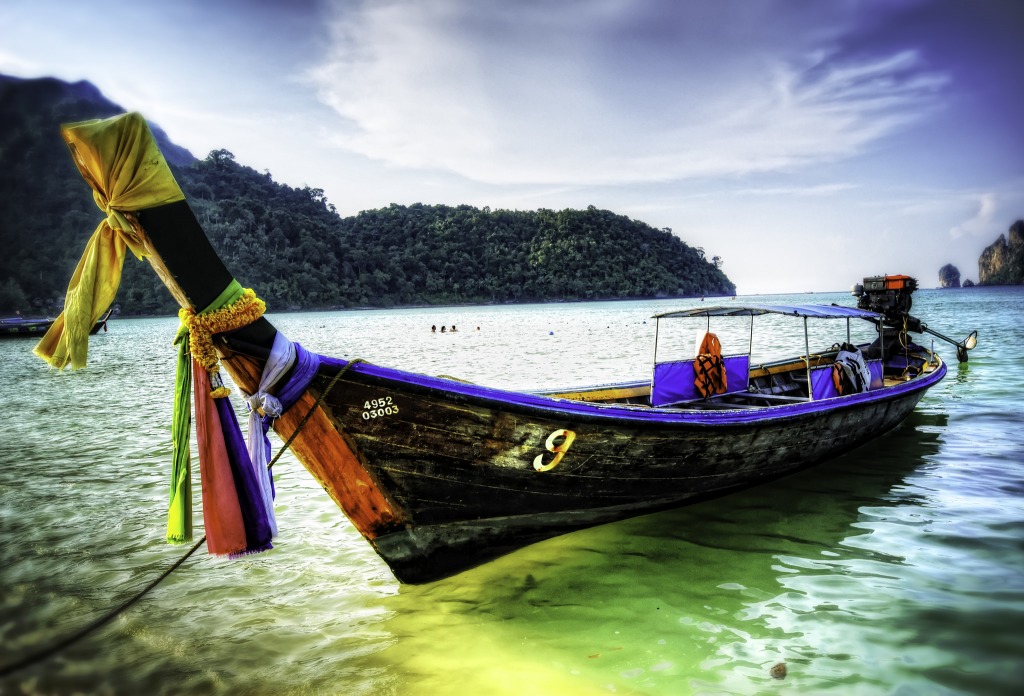 Long Tail Boat, Phi Phi, Thailand jigsaw puzzle in Puzzle of the Day puzzles on TheJigsawPuzzles.com