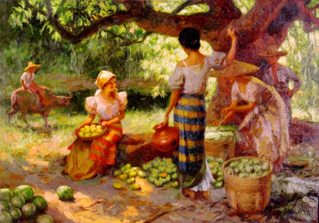 Cueilleurs de fruits sous un manguier jigsaw puzzle in Fruits & Légumes puzzles on TheJigsawPuzzles.com