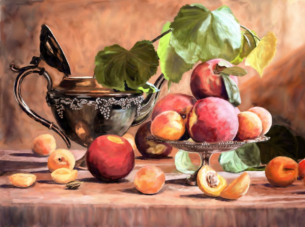 Still Life with Peaches jigsaw puzzle in Fruits & Veggies puzzles on TheJigsawPuzzles.com