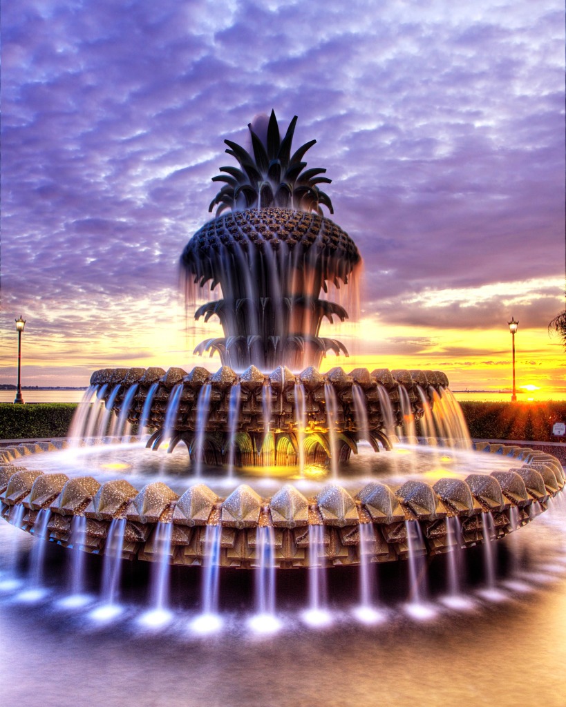 Pineapple Fountain (Fonte do Abacaxi) em Charleston Carolina do Sul jigsaw puzzle in Cachoeiras puzzles on TheJigsawPuzzles.com