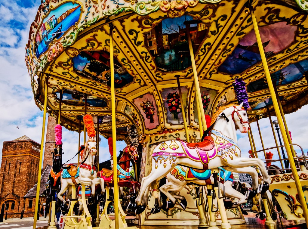 Carousel in Albert Dock, Liverpool jigsaw puzzle in Puzzle of the Day puzzles on TheJigsawPuzzles.com