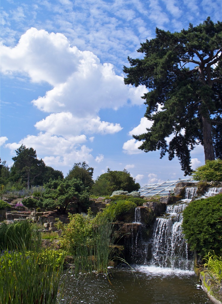 Kew Gardens Waterfall and Sky Scene jigsaw puzzle in Waterfalls puzzles on TheJigsawPuzzles.com