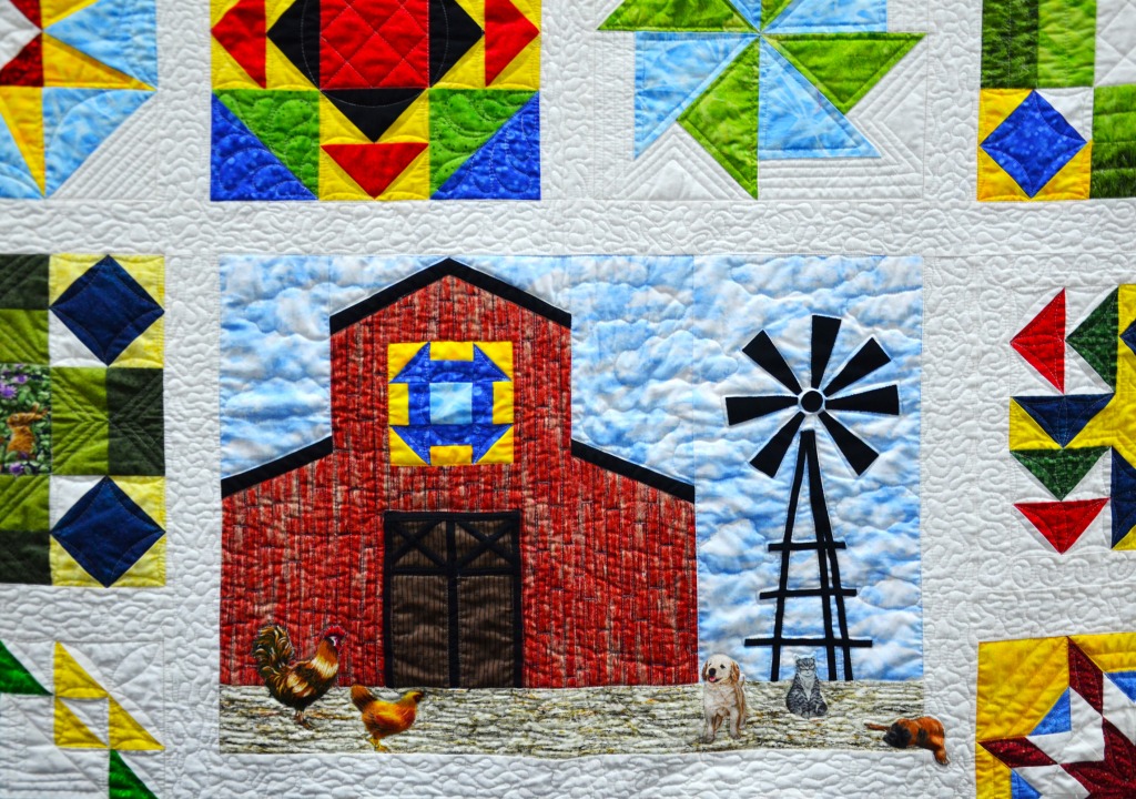 Лоскутная работа двор у амбара, ярмарка штата Кентукки jigsaw puzzle in Рукоделие puzzles on TheJigsawPuzzles.com
