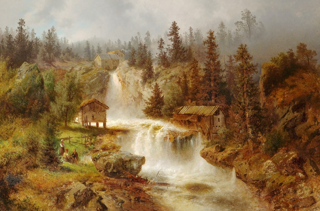 At the Mill Falls jigsaw puzzle in Waterfalls puzzles on TheJigsawPuzzles.com