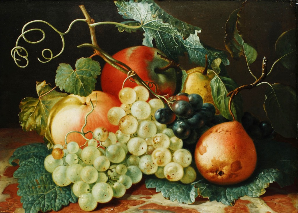 Still Life with Apples, Pears and Grapes jigsaw puzzle in Fruits & Veggies puzzles on TheJigsawPuzzles.com
