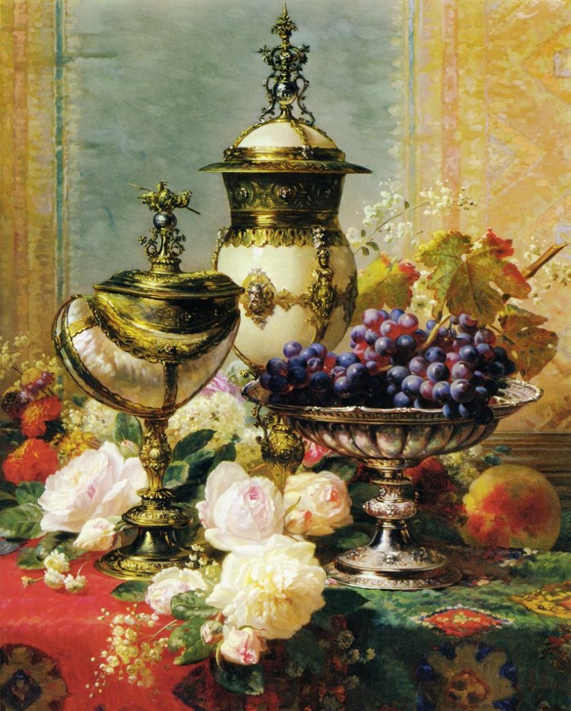 Still Life with Roses and Grapes jigsaw puzzle in Puzzle of the Day puzzles on TheJigsawPuzzles.com