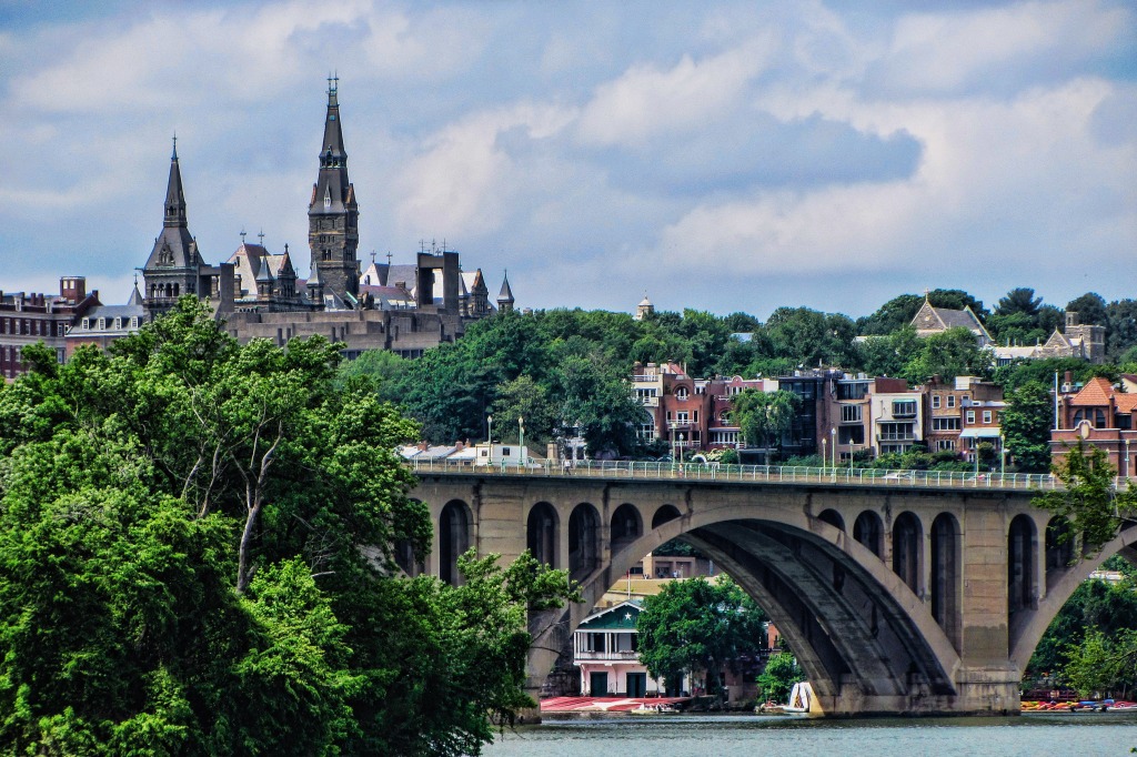 Georgetown from Theodore Roosevelt Island jigsaw puzzle in Bridges puzzles on TheJigsawPuzzles.com