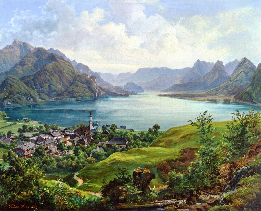 Lake Wolfgang with View of St. Gilgen jigsaw puzzle in Piece of Art puzzles on TheJigsawPuzzles.com