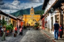 Cobblestone Street in Antigua, Guatemala