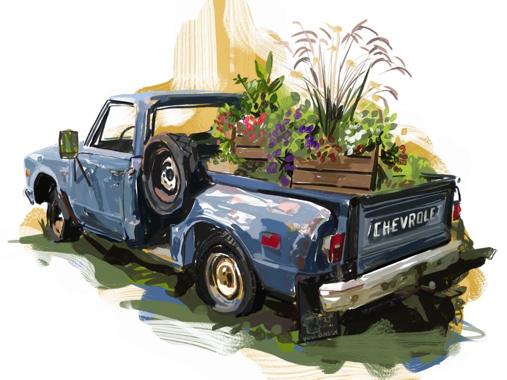 Chevy Flower Truck jigsaw puzzle in Cars & Bikes puzzles on TheJigsawPuzzles.com