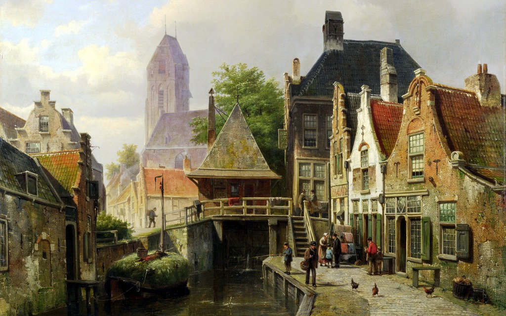 View of Oudewater jigsaw puzzle in Kunstwerke puzzles on TheJigsawPuzzles.com