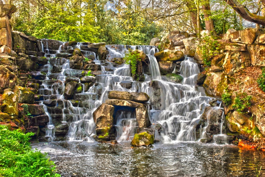 Thomas Sandby's Cascade at Virginia Water jigsaw puzzle in Waterfalls puzzles on TheJigsawPuzzles.com