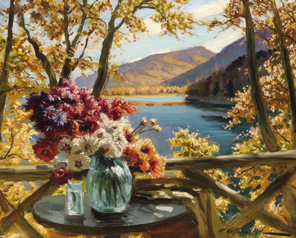 Still Life on a Terrace jigsaw puzzle in Flowers puzzles on TheJigsawPuzzles.com
