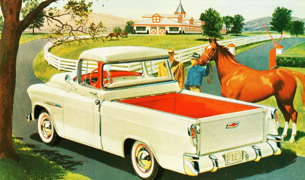 1955 Chevrolet Model 3124 Cameo Carrier Pickup jigsaw puzzle in Carros & Motos puzzles on TheJigsawPuzzles.com