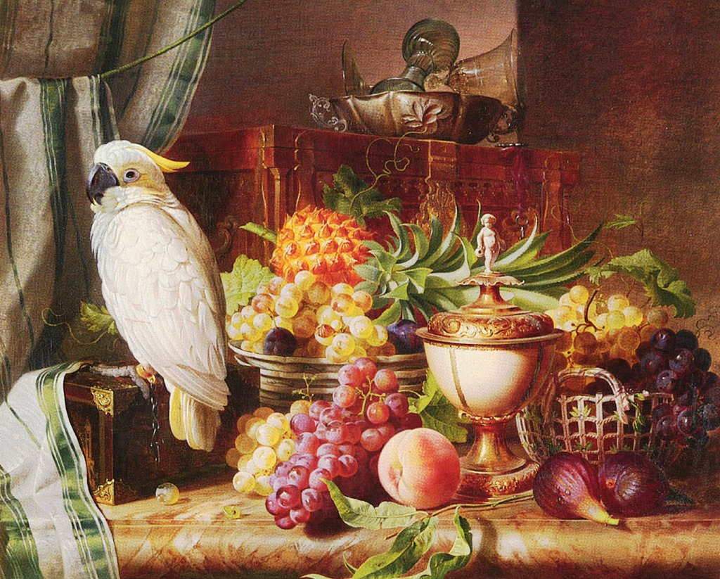 Still Life with Fruit and a Cockatoo jigsaw puzzle in Fruits & Veggies puzzles on TheJigsawPuzzles.com