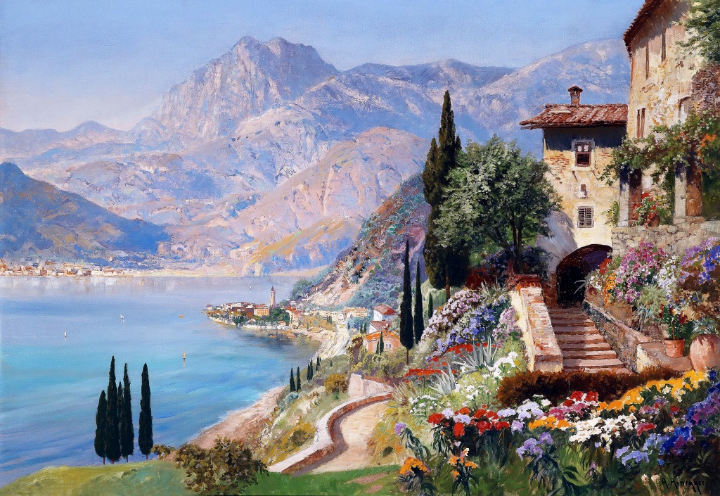 View of Varenna on Lake Como jigsaw puzzle in Piece of Art puzzles on TheJigsawPuzzles.com
