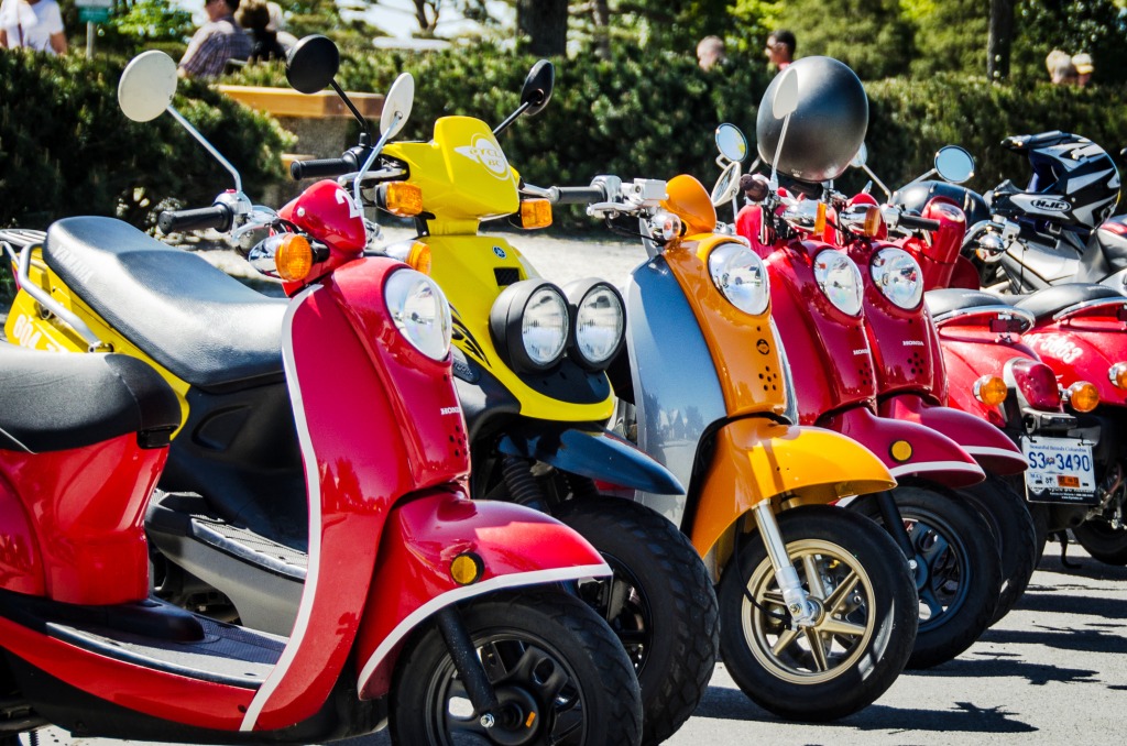 Colorful Scooters jigsaw puzzle in Puzzle of the Day puzzles on TheJigsawPuzzles.com