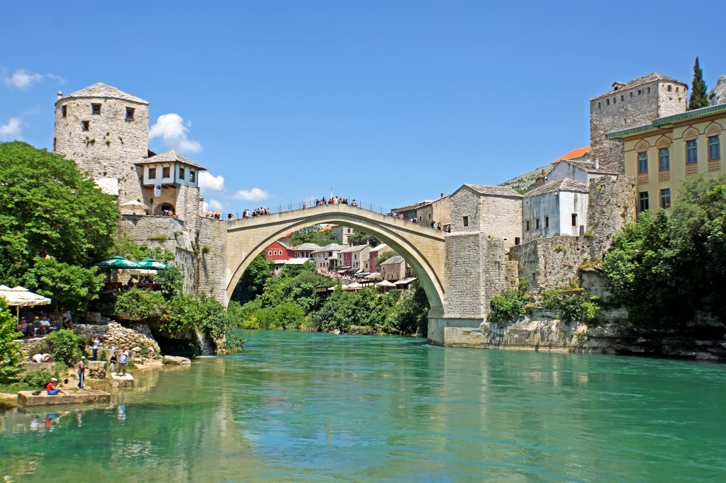 Mostar Bridge, Bosnia and Herzegovina jigsaw puzzle in Bridges puzzles on TheJigsawPuzzles.com