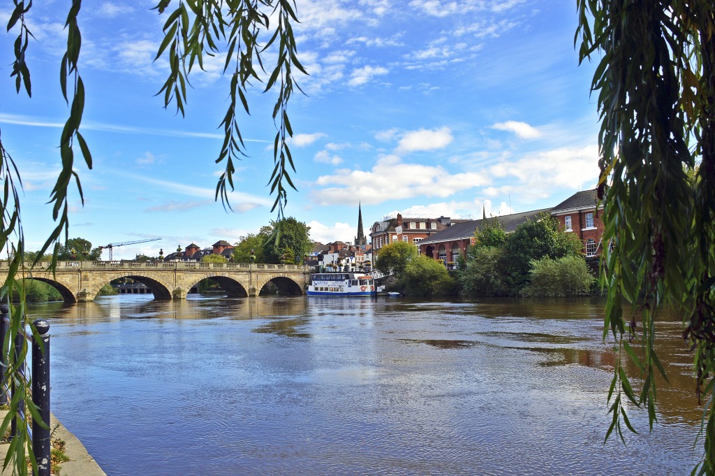 Welsh Bridge and the River Severn, England jigsaw puzzle in Bridges puzzles on TheJigsawPuzzles.com