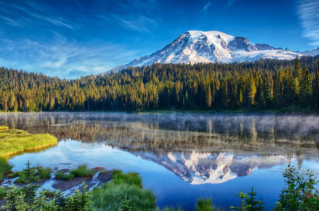 Mt. Rainier and Reflection Lake jigsaw puzzle in Great Sightings puzzles on TheJigsawPuzzles.com