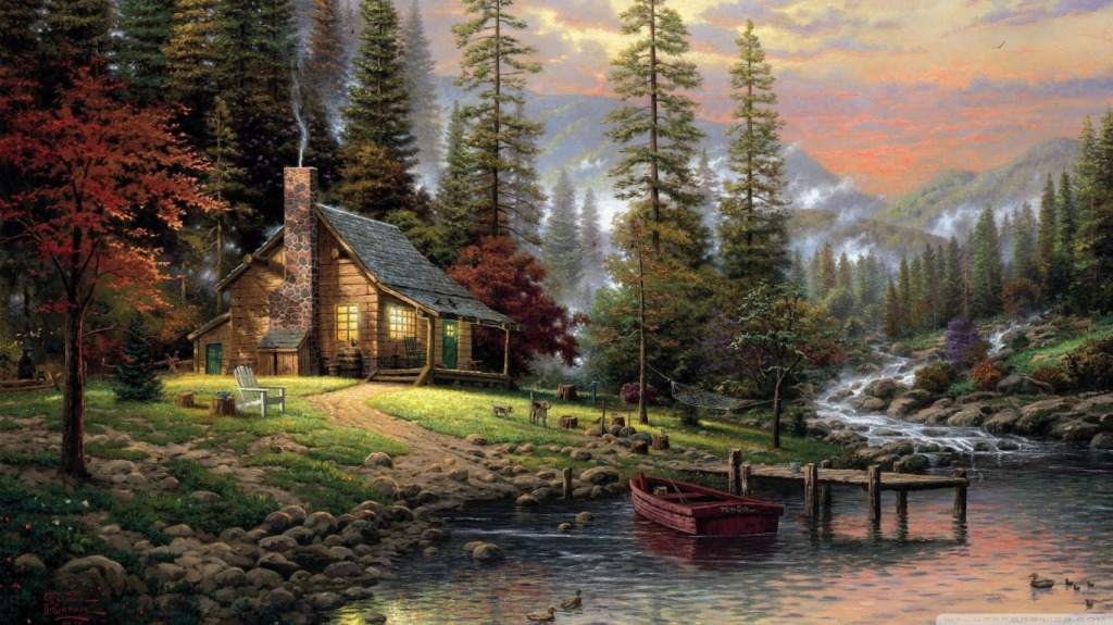 chalet_painting jigsaw puzzle in Bug Me Not puzzles on TheJigsawPuzzles.com
