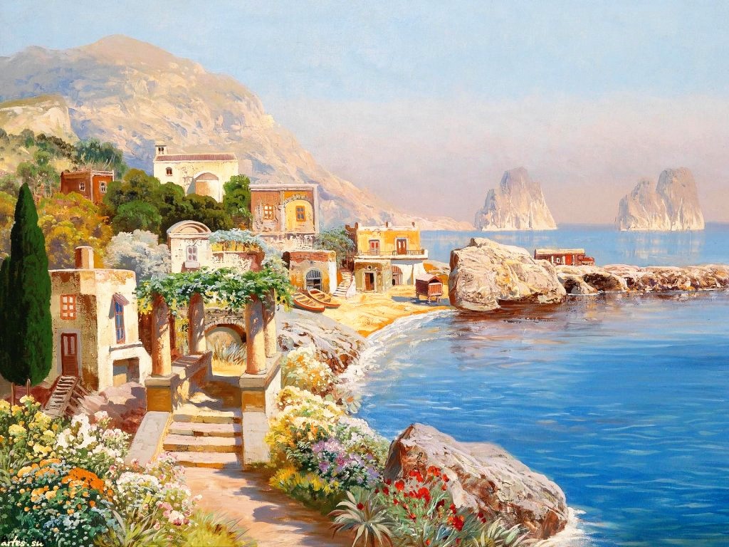 Une villa sur la côte, Capri jigsaw puzzle in Chefs d'oeuvres puzzles on TheJigsawPuzzles.com