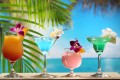 Refreshing Cocktails on Beach Table