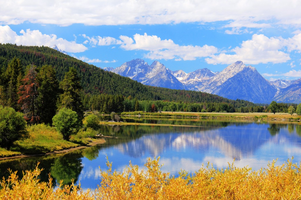 Grand Tetons at Oxbow Bend jigsaw puzzle in Great Sightings puzzles on TheJigsawPuzzles.com
