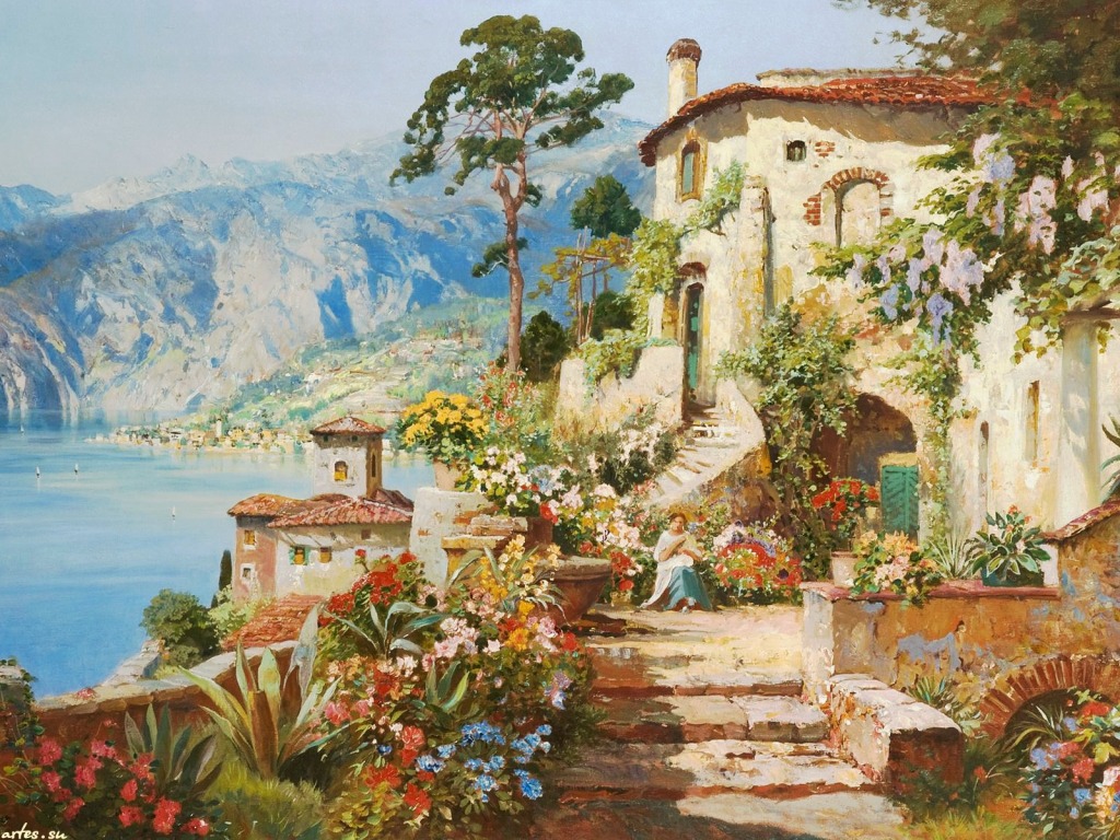 Vista de Amalfi, Itália jigsaw puzzle in Obras de Arte puzzles on TheJigsawPuzzles.com