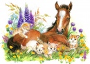 Horse and Kittens