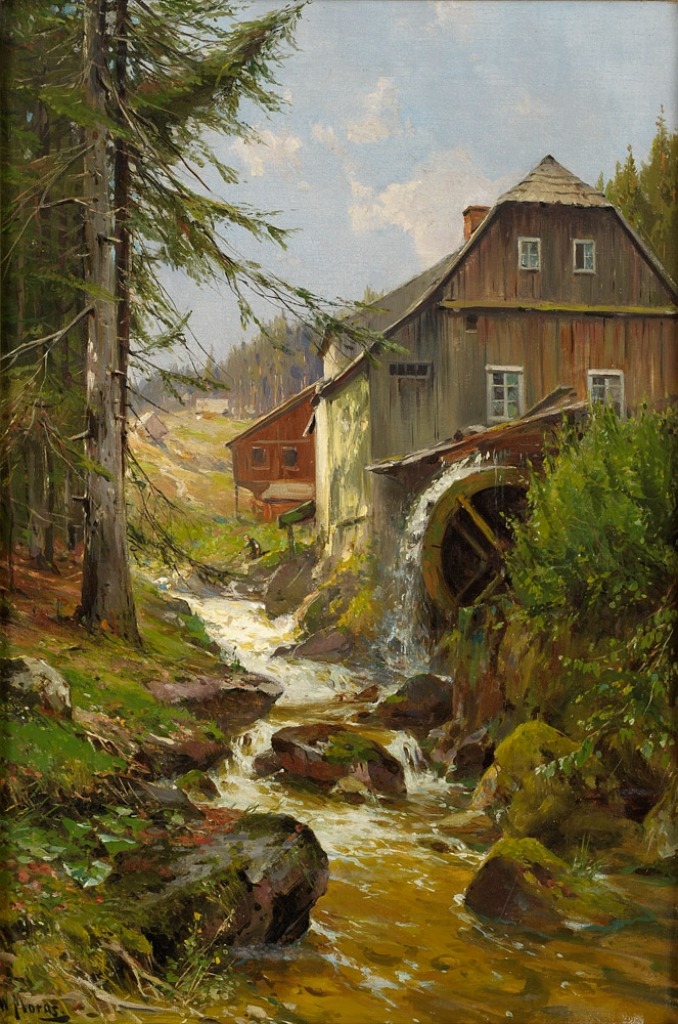 Watermill On the Mountain Stream jigsaw puzzle in Waterfalls puzzles on TheJigsawPuzzles.com