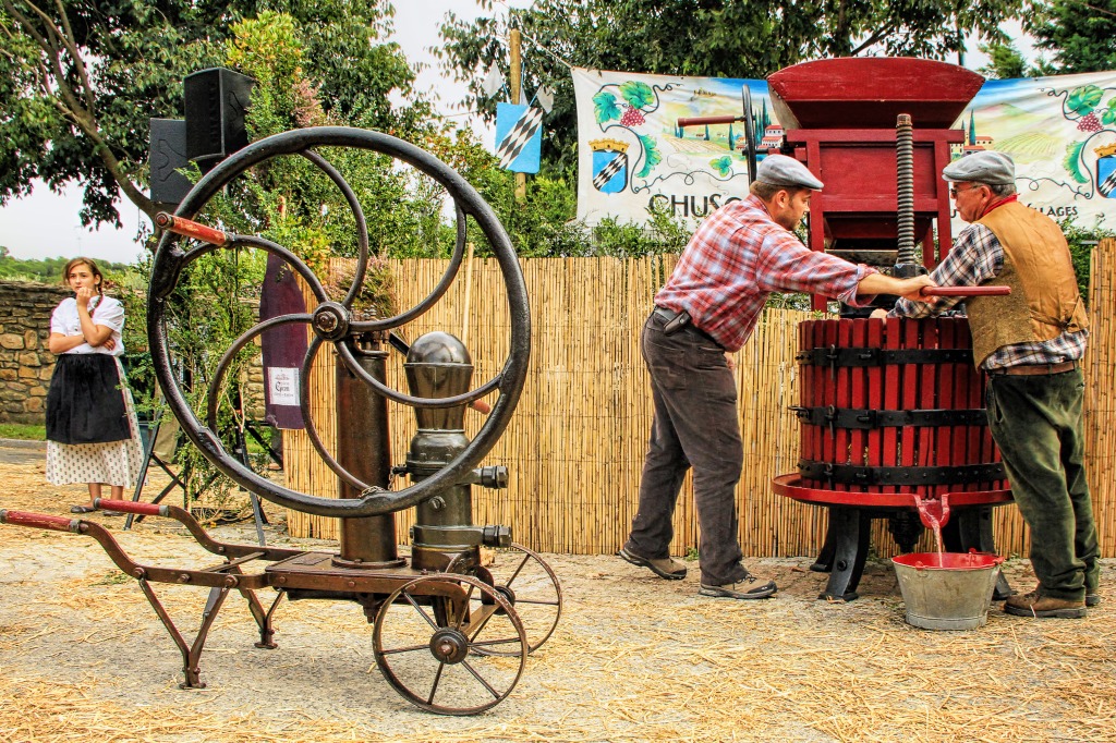 Traditional Wine Pressing in France jigsaw puzzle in People puzzles on TheJigsawPuzzles.com