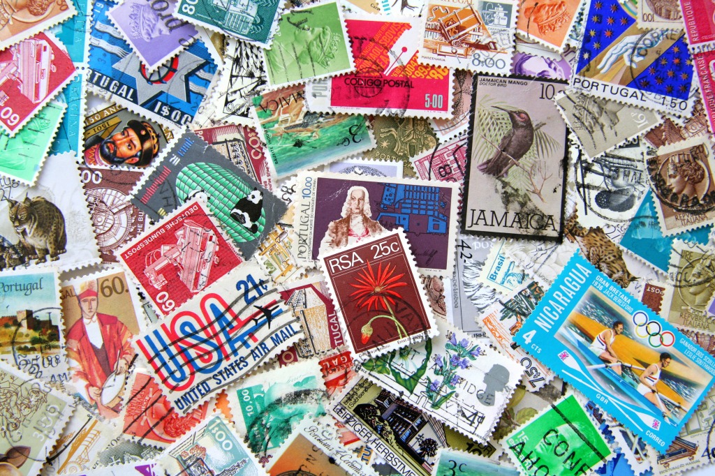 Timbres de collection jigsaw puzzle in Macrophotographie puzzles on TheJigsawPuzzles.com