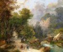 Large Mountain Landscape with Farmers Returning Home