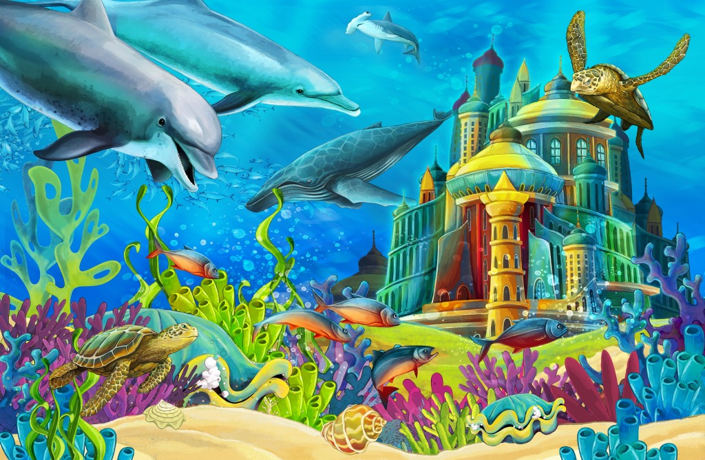 Le château sous-l'eau jigsaw puzzle in Sous les mers puzzles on TheJigsawPuzzles.com