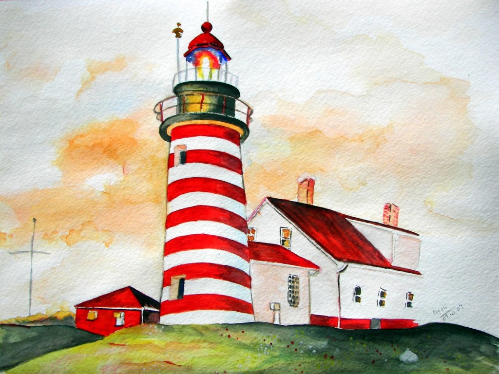 Phare Américain jigsaw puzzle in Chefs d'oeuvres puzzles on TheJigsawPuzzles.com