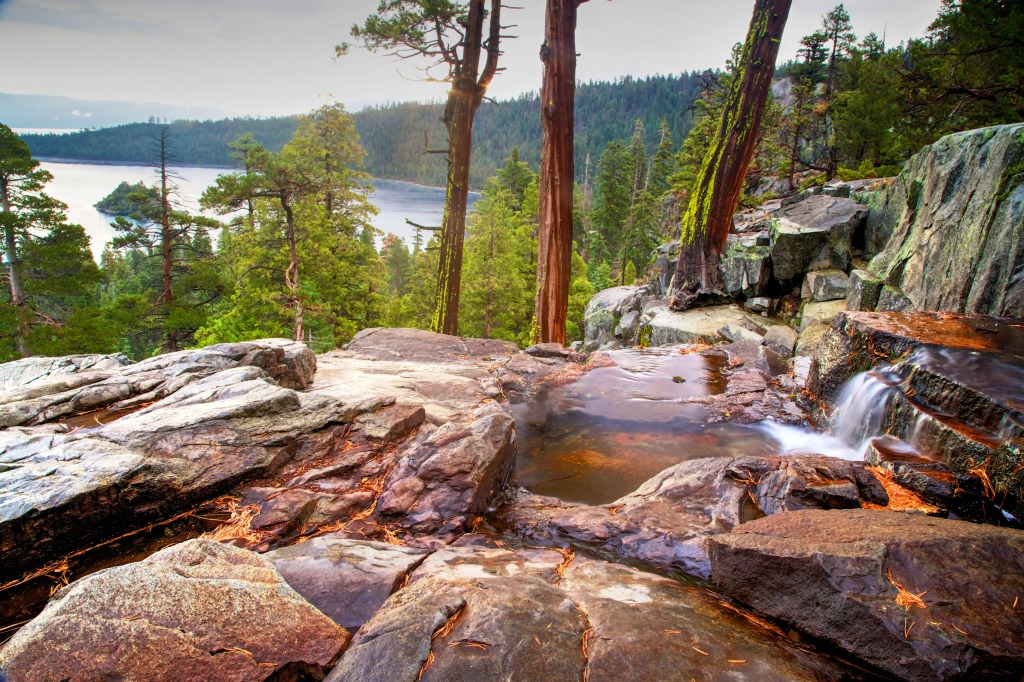 Eagle Falls and Lake Tahoe jigsaw puzzle in Waterfalls puzzles on TheJigsawPuzzles.com