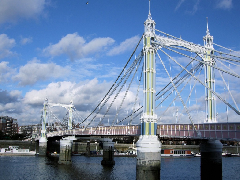 Мост Альберта над Темзой, Лондон jigsaw puzzle in Мосты puzzles on TheJigsawPuzzles.com