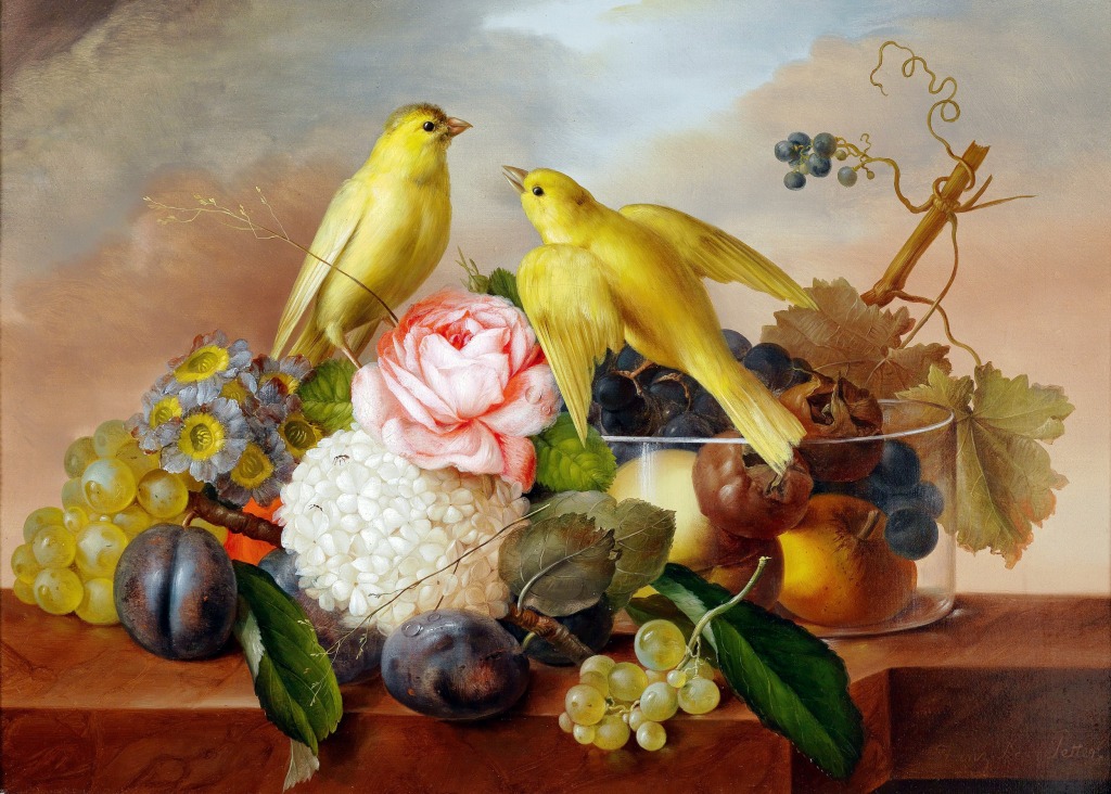 Flowers and Birds jigsaw puzzle in Piece of Art puzzles on TheJigsawPuzzles.com