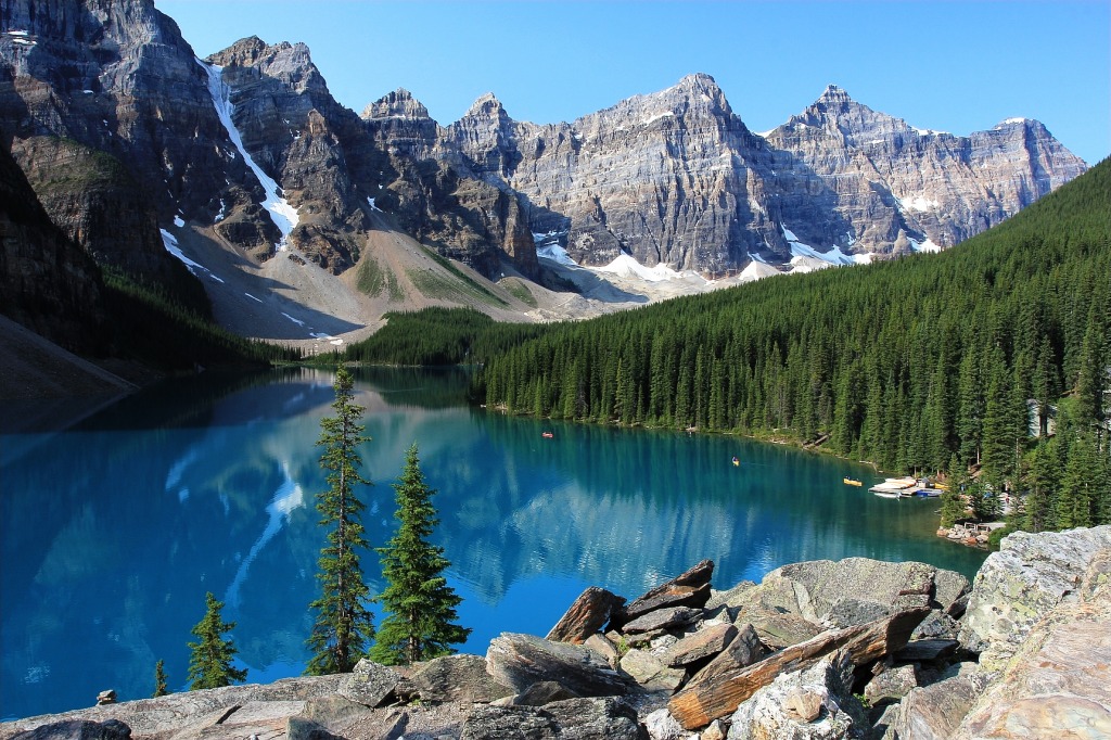 Moraine Lake, Banff NP jigsaw puzzle in Great Sightings puzzles on TheJigsawPuzzles.com