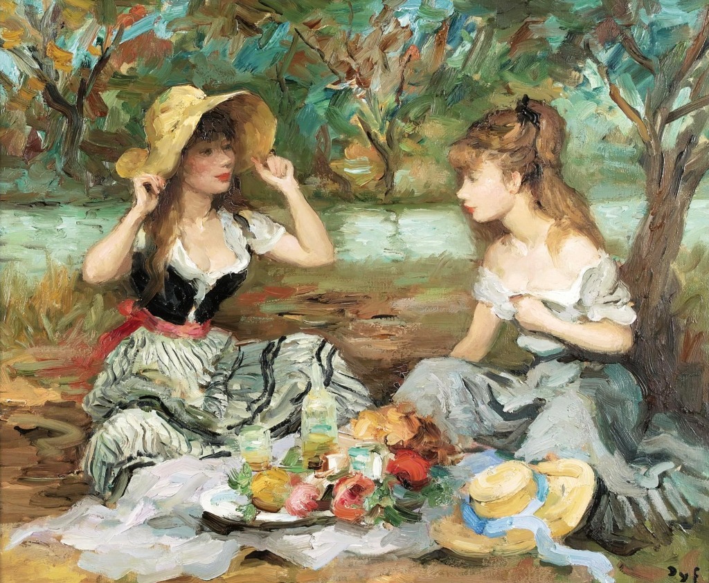 Landscape With Two Girls jigsaw puzzle in Piece of Art puzzles on TheJigsawPuzzles.com