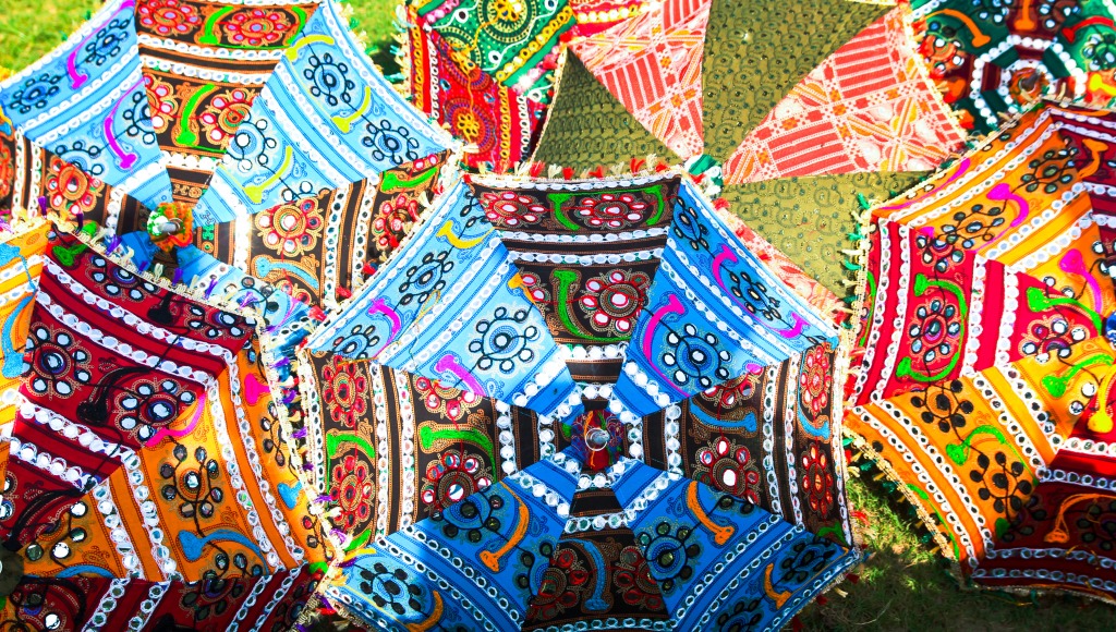 Colorful Handmade Umbrellas In India jigsaw puzzle in Handmade puzzles on TheJigsawPuzzles.com