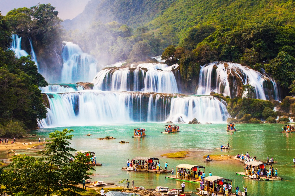 Bản-Giốc-Detian-Wasserfälle, Vietnam jigsaw puzzle in Wasserfälle puzzles on TheJigsawPuzzles.com