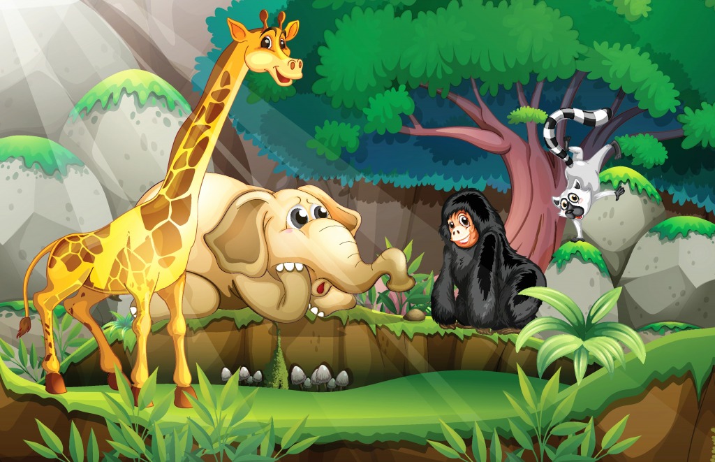Животные в джунглях jigsaw puzzle in Животные puzzles on TheJigsawPuzzles.com