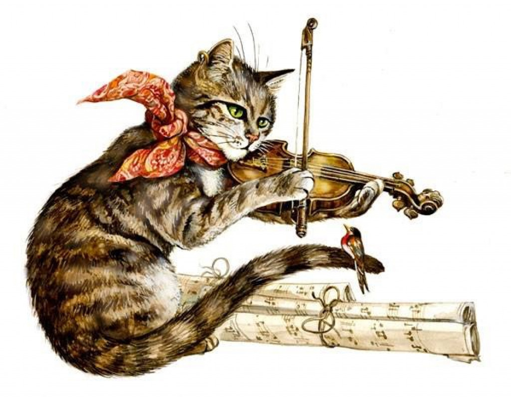 Музыкальных кошечек. Кот и скрипка. Кошка со скрипкой. Кот играющий на скрипке. Кошки с музыкальными инструментами.