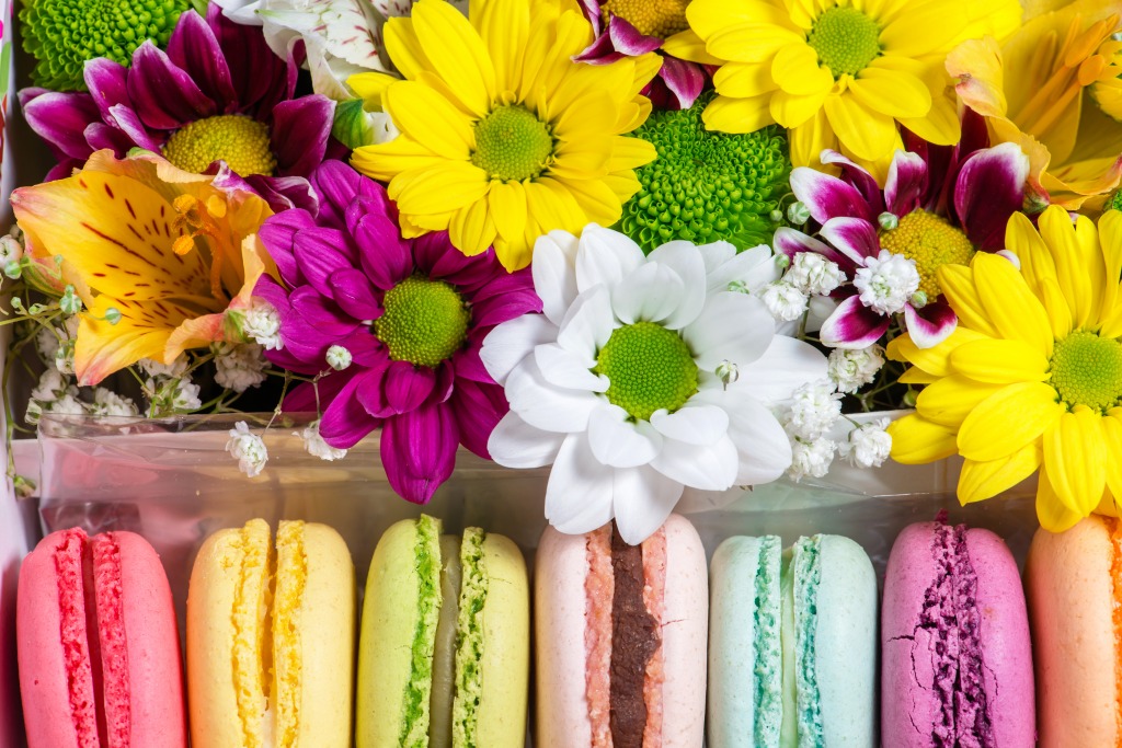 Flores e Macaroon jigsaw puzzle in Zoom puzzles on TheJigsawPuzzles.com